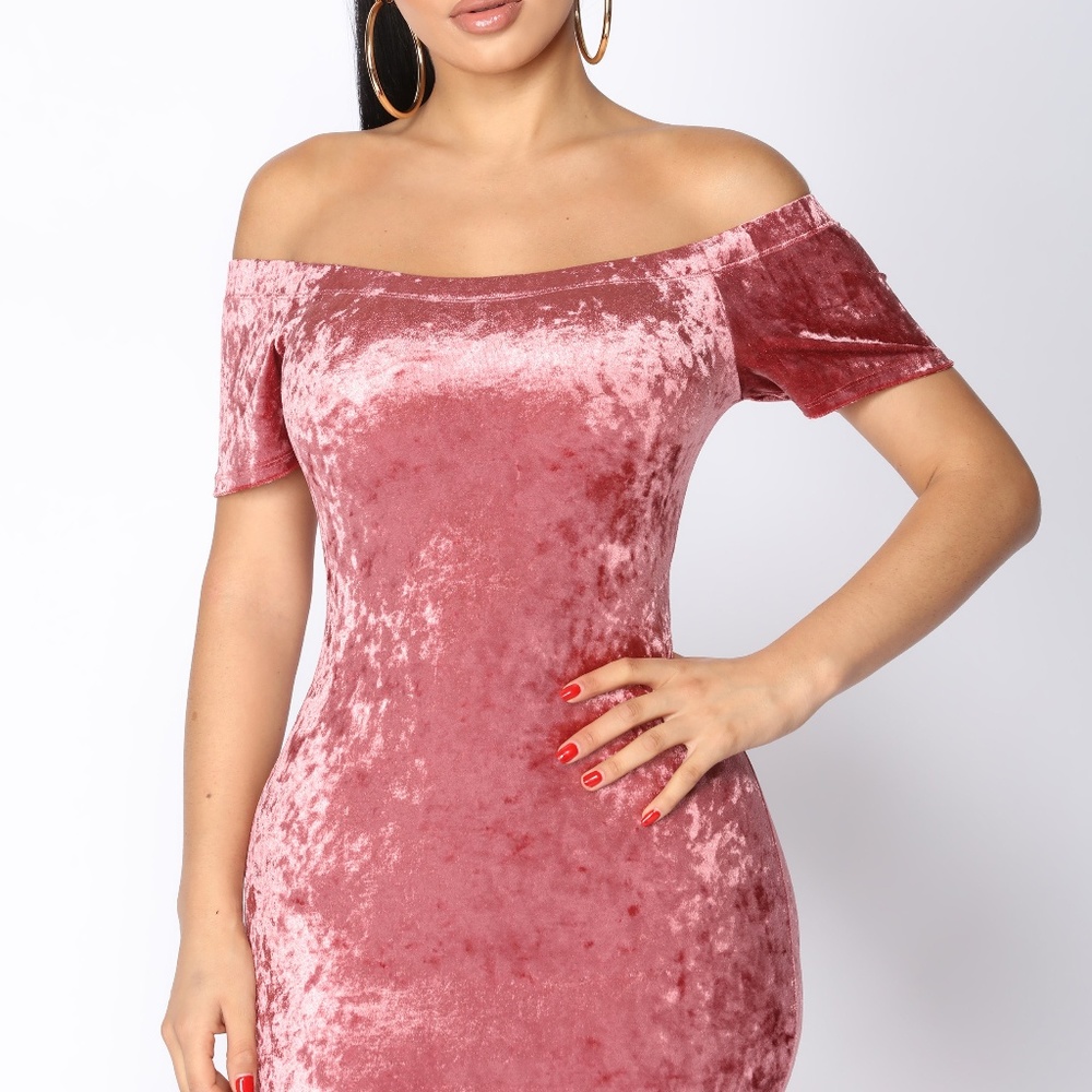 Pink Velvet material mini dress